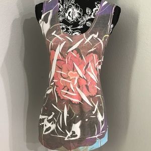 Julies Closet Floral Racerback Tank Top Size Large NEW